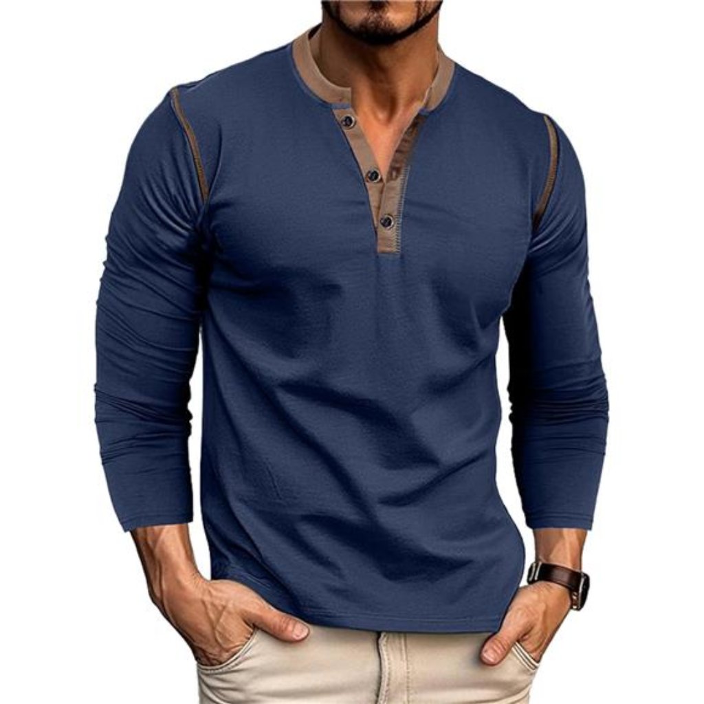 Mens Henley Shirts Basic Tee Shirts Long Sleeve Cotton Button T Shirts